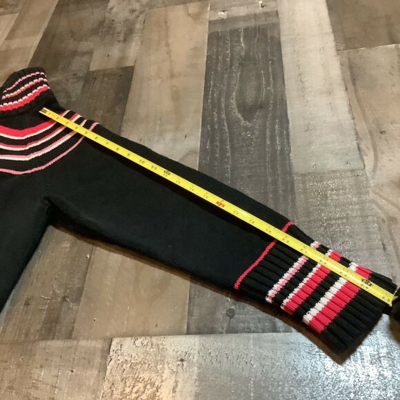 Liz Claiborne Sweater Size L Black Pink stripe 1/4 button - Picture 6 of 8